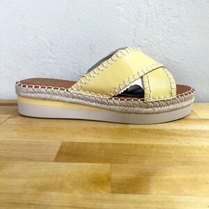 Vince Camuto Sandals Belisnda Yellow Leather Espadrille Platform Wedge Size 9 W